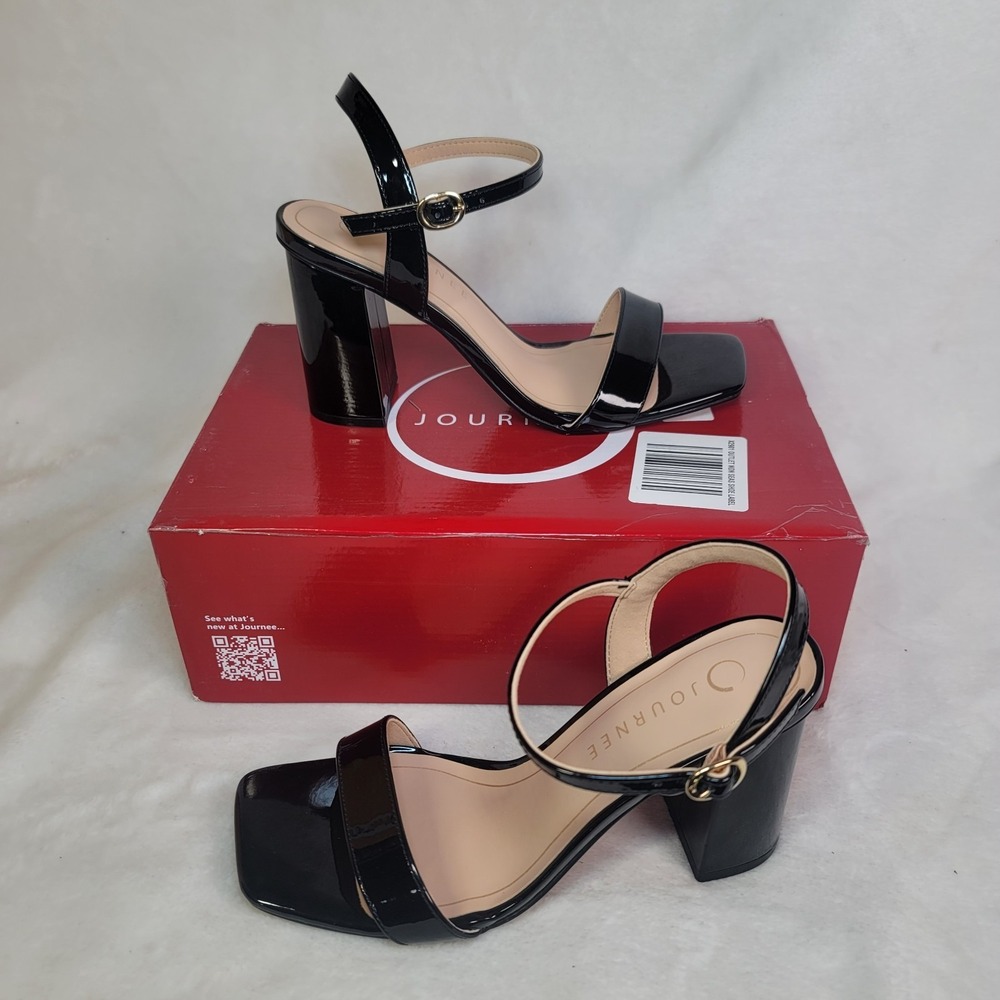 Journee Collection Open Toe High Block Heel Dress Sandals Size 8.5M Career Party